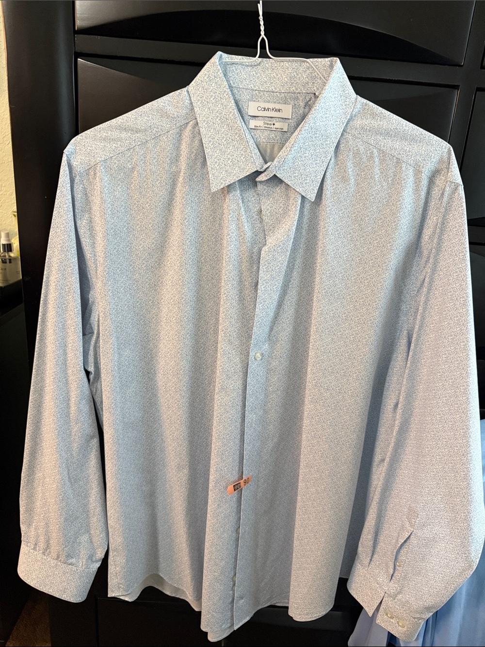 Calvin Klein Light Blue Micro-Print Dress Shirt